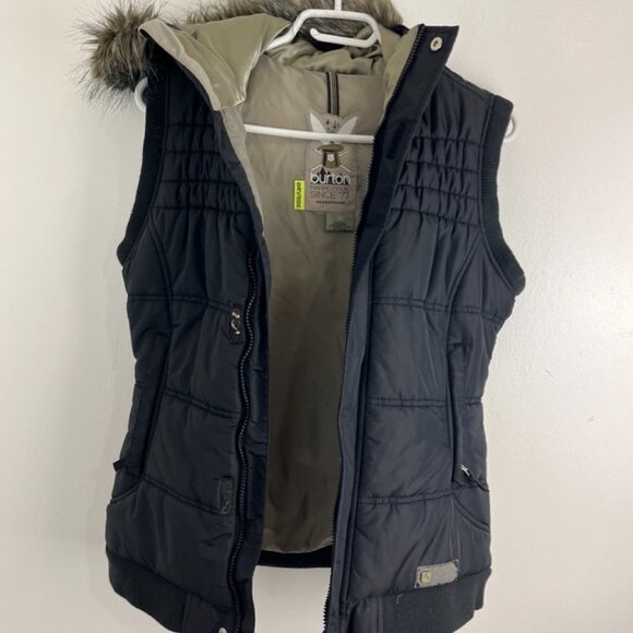 Burton Black Dryride Puffer Vest w/ Faux Trim on Hood - Picture 9 of 11